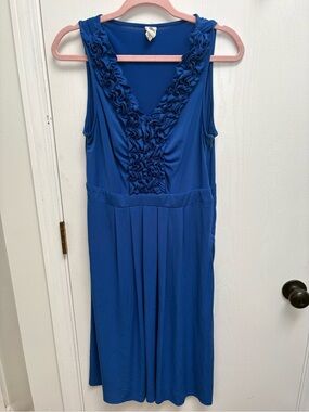 Signature by Sangria Blue Sleeveless Dress with Pink Trim